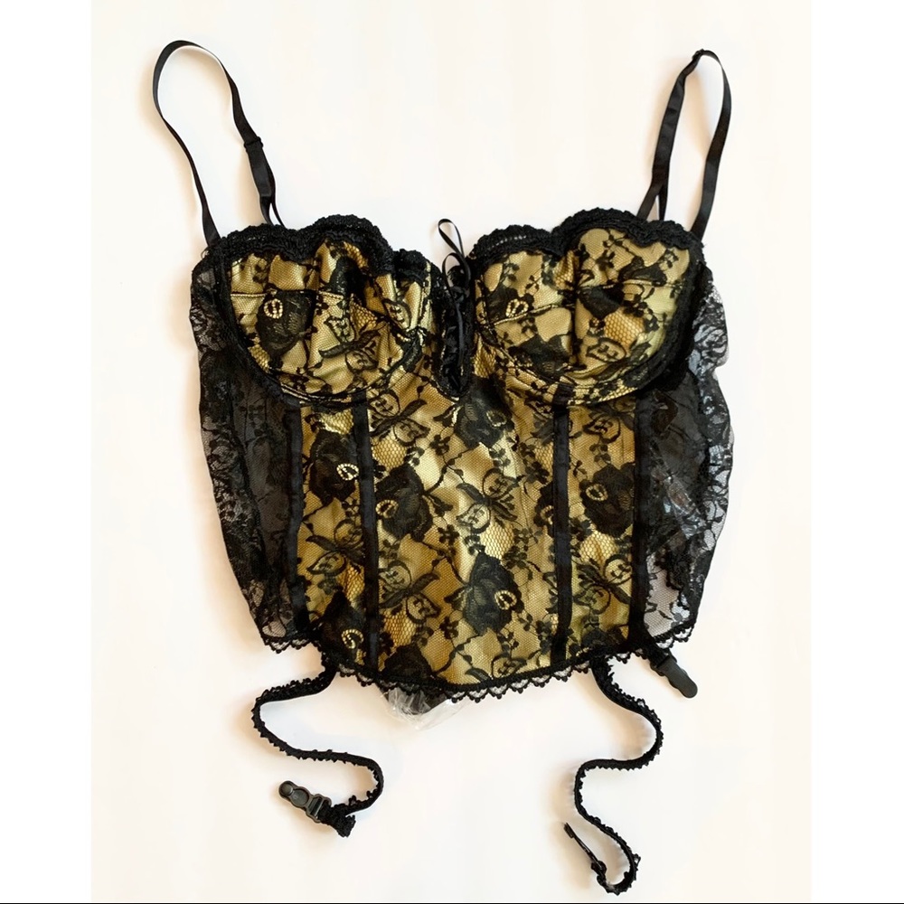 Vintage Juliara Before Anything Else Lace Corset Panty Garter Set Medium